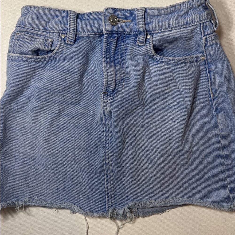 PacSun Denim Frayed Mini Skirt